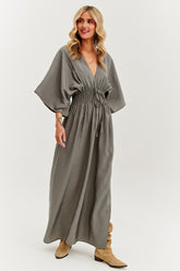 Zwarte Magnolia maxi-jurk